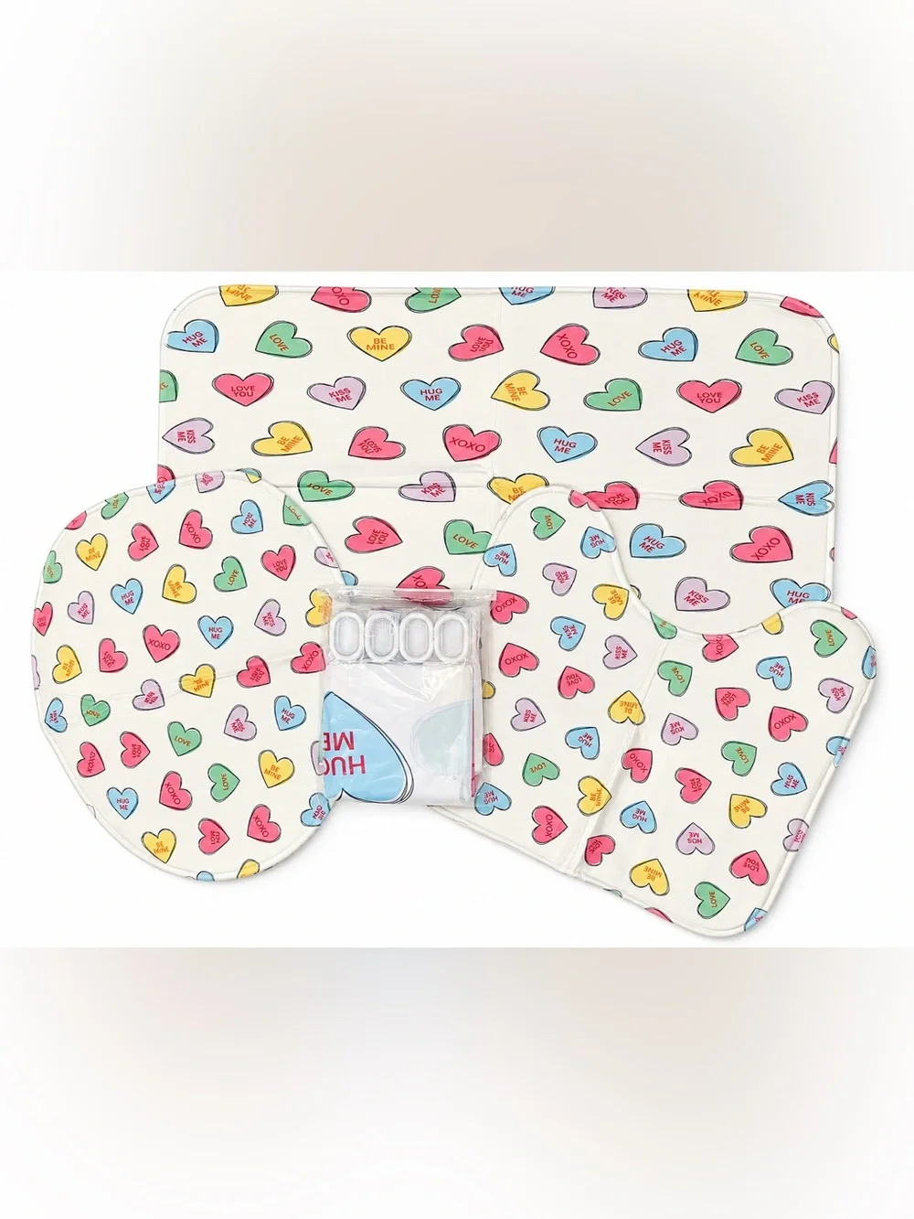 4 Pc Bath Mat and Shower Curtain Set